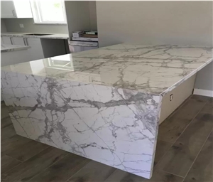 Invisible Grey Marble Kitchen Counter Waterfall