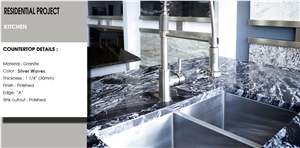 Silver Waves Granite Kitchen Countertop