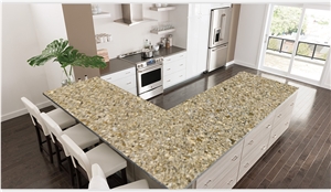 Hotsale Gold Quartz 3016 Island Top For Kitchen Decoration