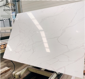 Artificial Stone Marble Look Calacatta Quartz 018 Printing