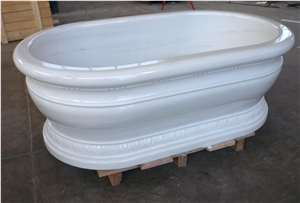 Carrara White Marble Solid Classic Bathtub
