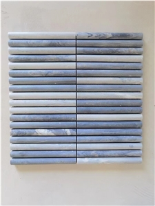 Marble Linear Stirps Mosaic Blue Palissandro Pencil Round