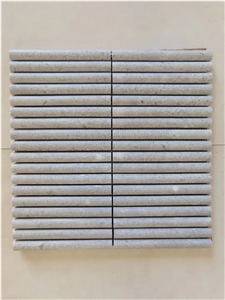 Marble White Wood Pencil Round Linear Strips Wall Mosaic