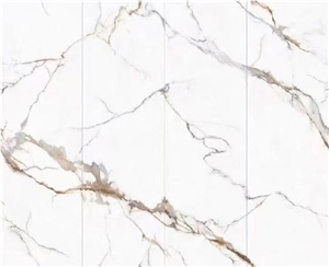 9Mm Thick Polished Calacatta Gold Sintered Slabs，Tiles