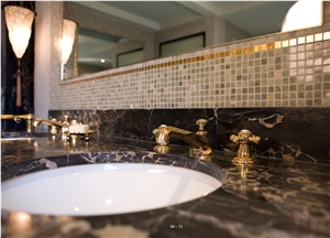 Nero Portoro Marble Double Sink Bathroom Countertop