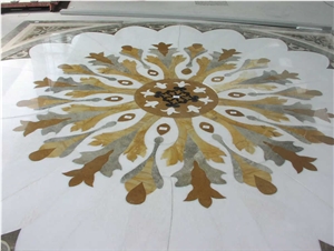 Marble Inlay Waterjet Floor Carpet Medallion
