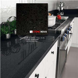 Black Galaxy Engineered Quartz Kitchen Countertop
