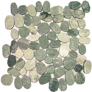 Green Cut Pebble Mosaic Tiles