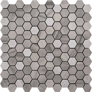 Athens Grey Marble Honed Sandblasted 30Mm Hexagon Mosaic