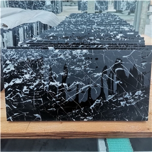 Black Marquina Marble, Black Marble With Heavy Veins