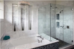 Bianco Carrara Marble Residential Bathroom Renovation