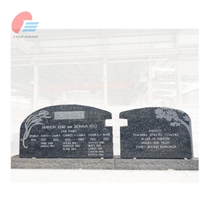 Blue Pearl Granite Big Double Tombstone With Lettering