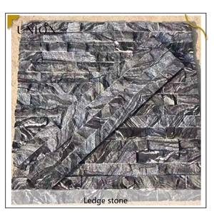 UNION DECO Black Marble Ledger Panel Natural Stacked Stone