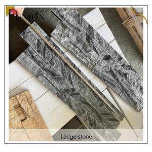 UNION DECO Black Wooden Marble Ledger Stone Panel Wall Tile