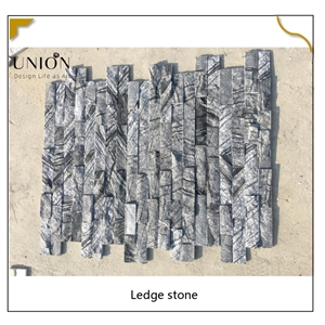 UNION DECO Black Wooden Marble Natural Stacked Stone Veneer