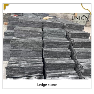 UNION DECO Cladding Stone Natural Black Quartz Stacked Panel