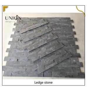 UNION DECO Ledge Stone Panel Natural Black Slate Thin Veneer