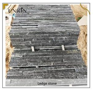 UNION DECO Natual Black Quartzite Ledger Stone Wall Panel