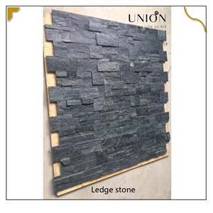 UNION DECO Natural Black Quartzite Stacked Stone Wall Panel