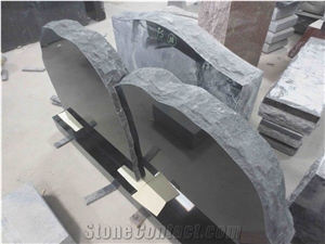Black Granite Headstone Upright Monument 04