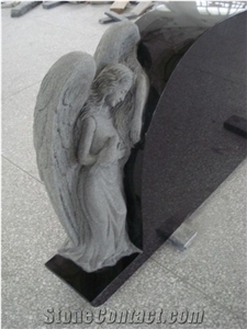 Cemetery Black Granite Angel Headstone