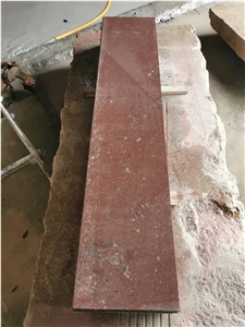 Red Porphyry Steps Stair Treads With Anti-Slip Strips