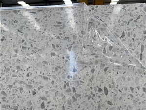 White Artificial Stone Precast Inorganic Terrazzo  Tiles