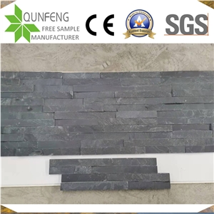 China Black Slate Split Face Cladding Tiles For Walls