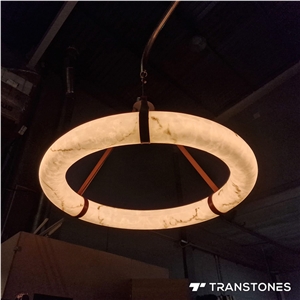 Translucent Ceiling Lamp White Faux Onyx Alabaster Ring