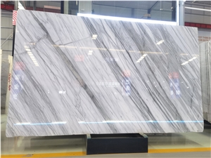 Fine Lines Snow White Marble Slab In China Stone Market