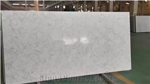 Hot Selling White Carrara Look Quartz Slabs With Grey Veins