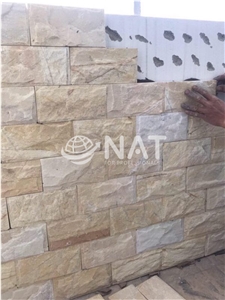 Yellow Mushroom Face- Vietnam Ledger Panels Split Wall Stone