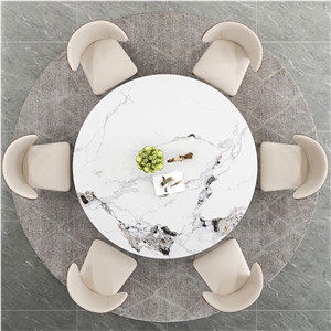 Artificial Marble Top Sintered Stone Rotating Dining Table