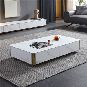 Household Sintered Stone TV Stand Cabinet & Coffee Table Set