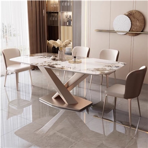Minimalist Dining Room Furniture Sintered Stone Dining Table