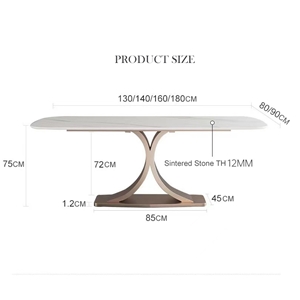 Modern Stainless Steel Leg Sintered Stone Dining Table
