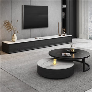 Round Sintered Stone Alphabet Coffee Table For Living Room