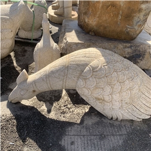 Art Handmade Natural Stone Animal Statue For Garden Decor
