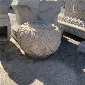 Hand Carving Petals Natural Stone Chinese Column Base
