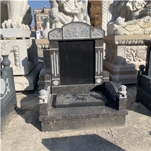 Mongolia Black Granite Asian Tombstones & Monuments For Graveyard