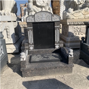 Mongolia Black Granite Asian Tombstones & Monuments For Graveyard