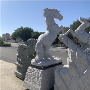 Natural Granite Horse Statue Stone Sculpture Outdoor Decor