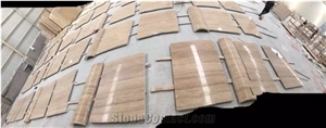 Beige Travertine Slabs Fluted Beige Classic Travertine CNC Wall Panels