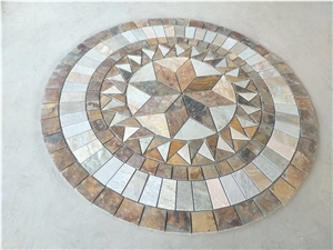 Marble Floor Mosaic Medallions  Green Jade Square Pattern