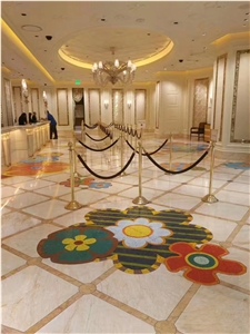 Marble Marquina 3D Mosaic Medallions For Lobby Floor Pattern