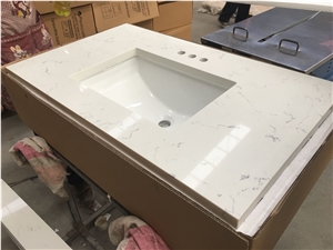Artificial Calacatta Quartz Bathroom Countertops
