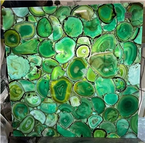 Round Table Top,Green Agate Stone Table Top