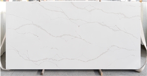 High-End Luxury White Background Calacatta Quartz Slab