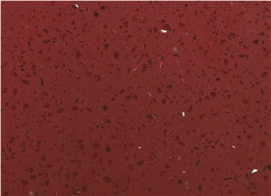 Quartz Slab With Crystal Grain Red Background