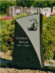 Dark Green Granite Engraved Gravestone
